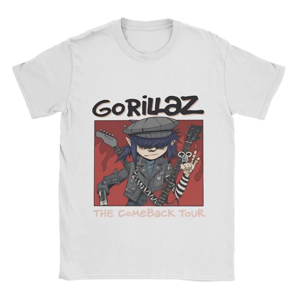 Мужские футболки Gorillazs Потрясающая футболка с коротким рукавом и круглым вырезом Чистый хлопок Уникальные женские топы