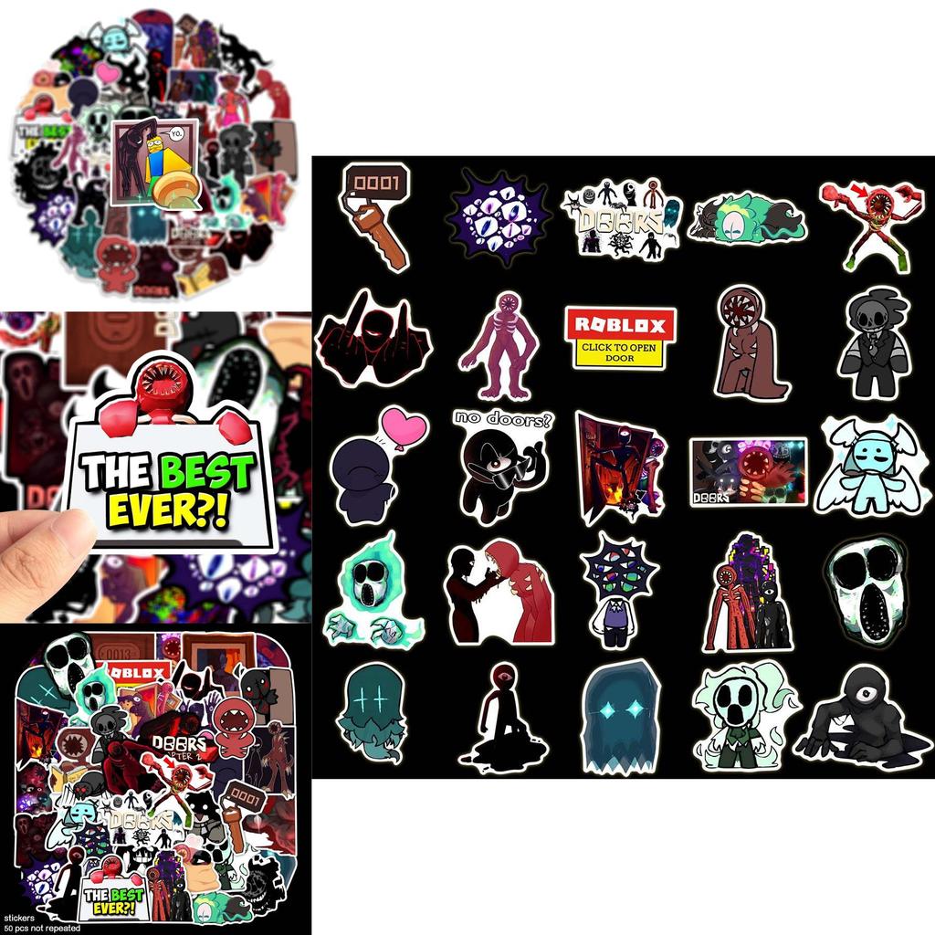50 шт. Высококачественный набор водонепроницаемых наклеек с фигурками Roblox Doors для скрапбукинга и украшений