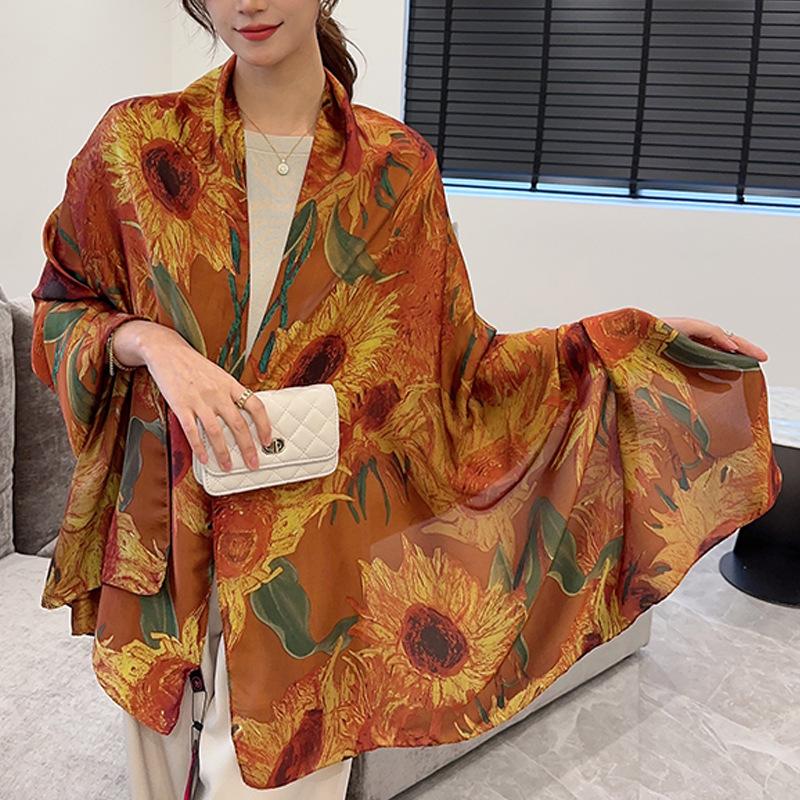 Women Print Hijab Bandanna Muslim Designer Silk Scarf Neck Scarves Woman Shawl Female Summer New Wrap Neck Apparel Accessories