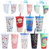 710ml Reusable with Straws Creative Water Cups Changing Colour Cup with Lid Magical Plastic Cold Water Color Changing