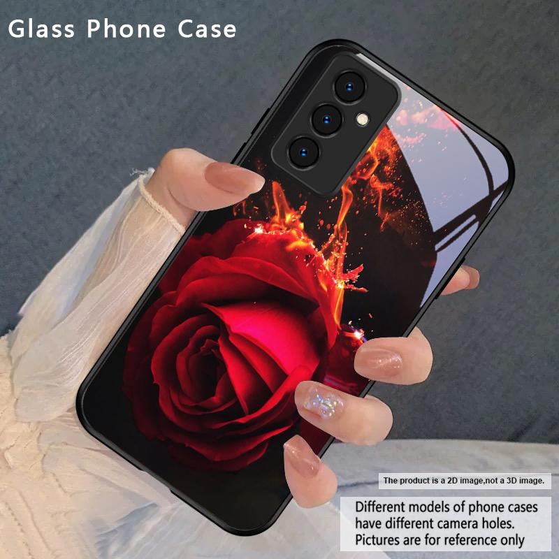 Яркая Огненная Роза Для Samsung Galaxy A20 A20s 21s A22 A23 A24 A25 A26 A42 A90 A50 A55 52s A56 A70 A71 72 стеклянный чехол для телефона