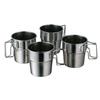 Kakusee SOLA PP-03 4-Piece Stackable Stainless Steel Outdoor Mugs Set with Compact Storage Bag for Camping