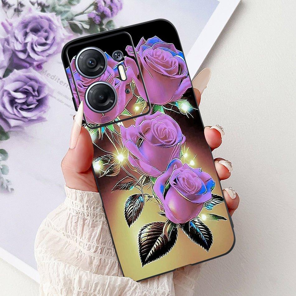 For Infinix Hot 30 5G Elegant Butterfly Cat Printed Phone Case For Infinix Hot30 5G X6832 Black Silicone Soft TPU Cases Bumpers