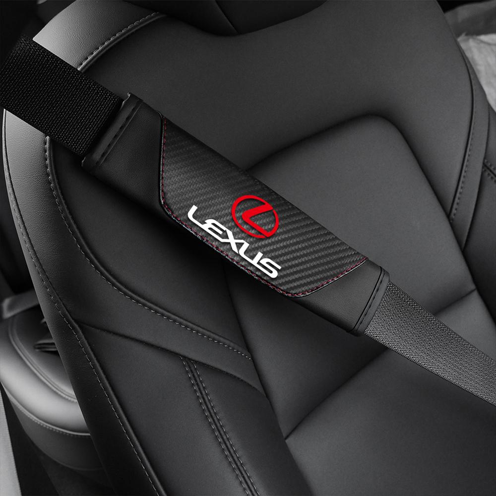 Interior Stickers 2Pcs Leather Car Cotton Seat Belt Pads Safety Shoulder Mat Accessories For Lexus LS LC IS350 ES300h ES300 IS25