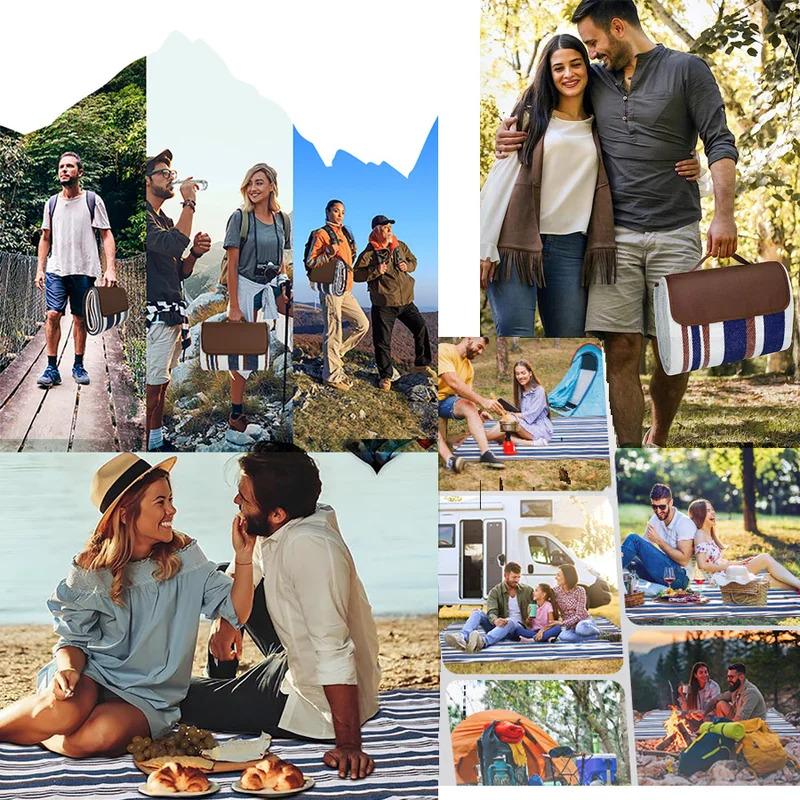 Очень большие одеяла для пикника, Водонепроницаемые Пескостойкие Складные для улицы, Модная удобная сумка, Пляжный коврик для весенне-летнего кемпинга