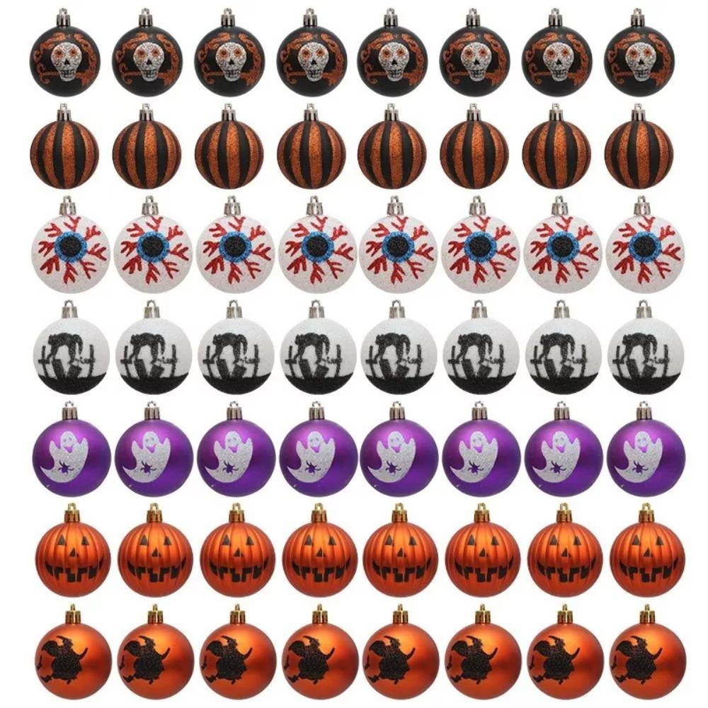 6 шт. 6 см Хэллоуинские елочные шары Пластиковое елочное украшение Новый Хэллоуин Подвесной шар для домашней вечеринки