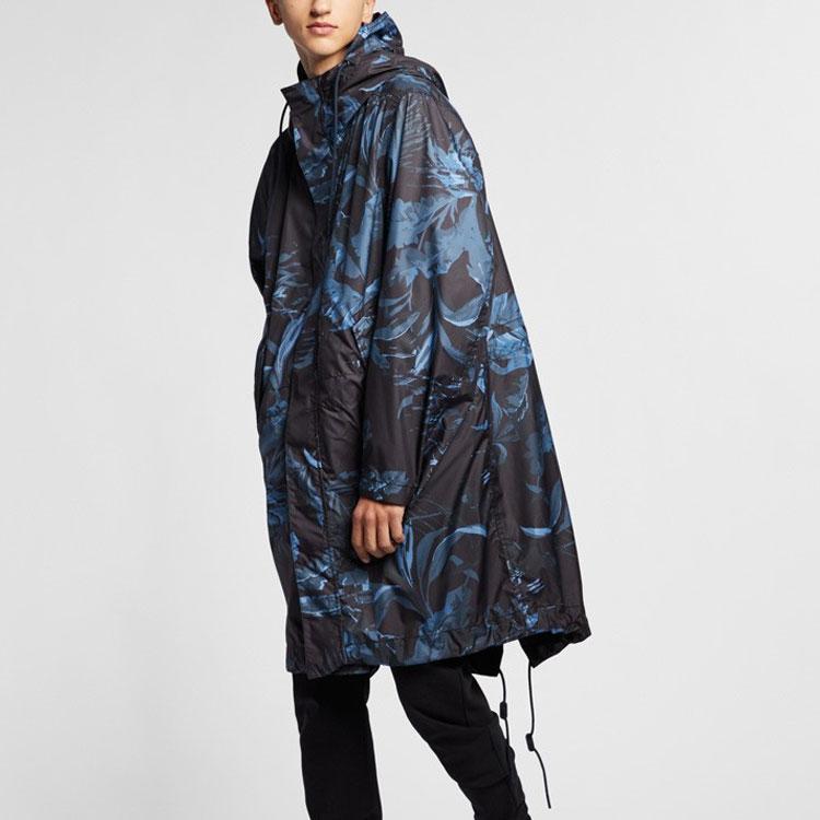 Nike Nsw Parka Aop Woven Print Mid-Length Hooded Jacket Men Outerwear Blue Black AR1599-010