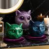 Handmade Cat Stone Imitation Crystal Cat Head Sculpture Resin Healing Stone Mini