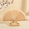 Solid Color Wooden Folding Fan Portable Summer Handheld Cooling Fan Decoration Dance Performance Props Party Costume Accessories