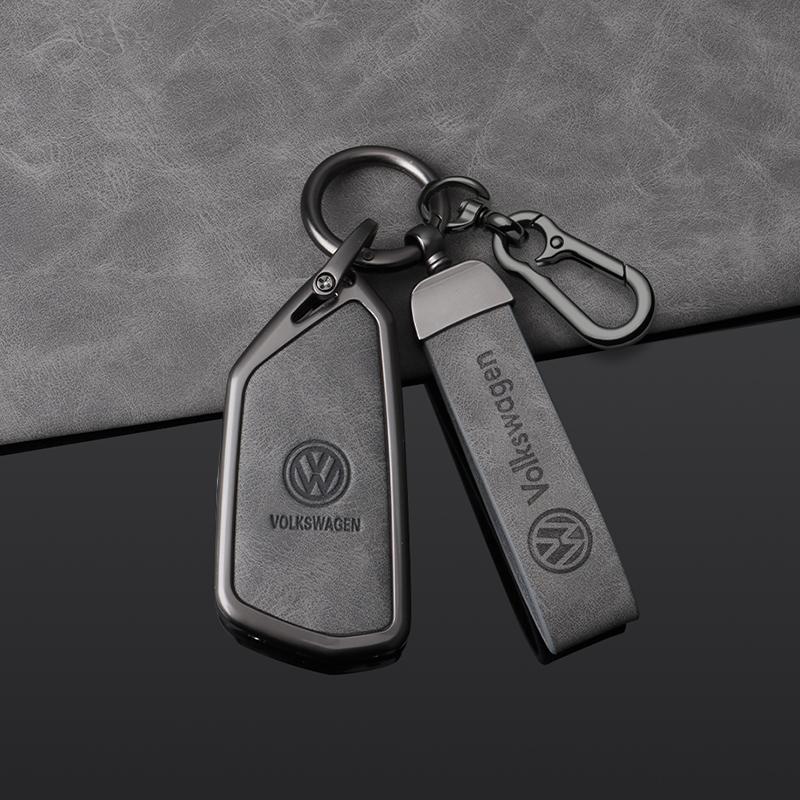 Alloy Leather Car Key Case Full Cover Shell For VW Volkswagen ID.3 ID.4 Golf 8 2022 2023 MK8 Auto Keyless Keychain Accessories zr4