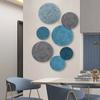 Home Decor Metal Wall Decoration Pendant Blue Round Wall Hanging Decor Light Metal Irregular Disc