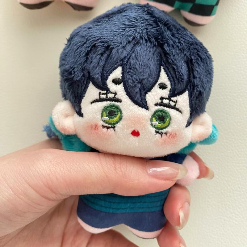 Cute Demon Slayer Mini Cotton Plush Doll Hanamichi Zenitsu Tanjiro Inosuke Kimono Chibi Figure Backpack Pendant Collectible Toy Gift for Anime Fans