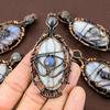 Blue Lace Agate Handmade Copper Wire Wrap Jewelry Pendant 3.07" g3G42