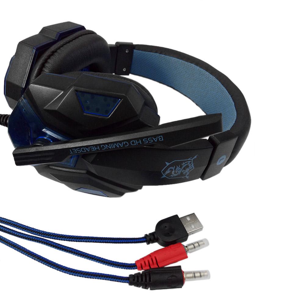 Gaming Headset Headphone for PC with Microphone with USB 3.5mm Interface LED Volume Control