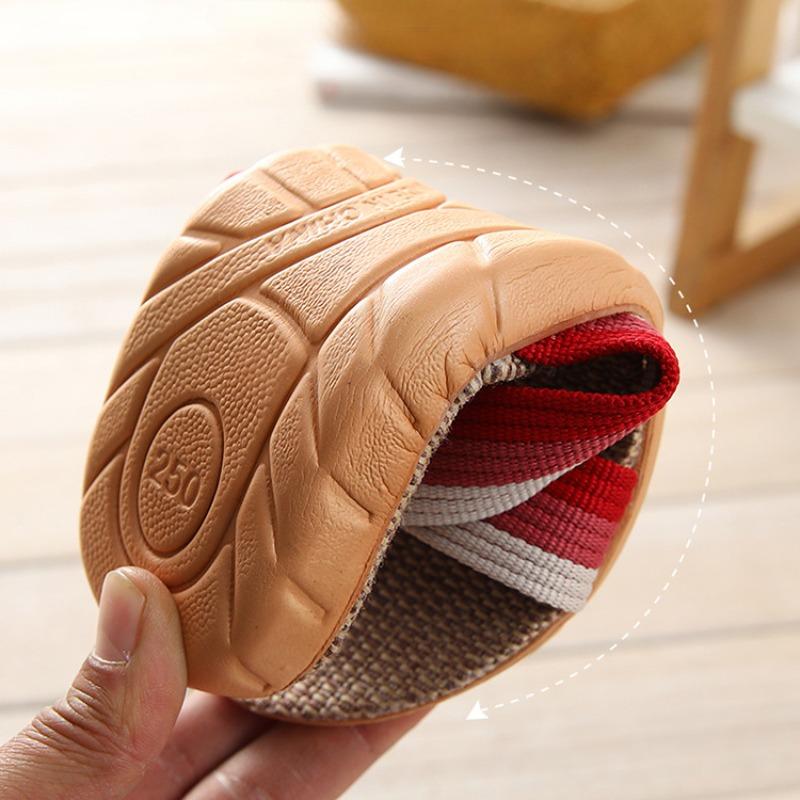 Летние льняные тапочки для дома, домашние пары, впитывающие пот, бесшумные деревянные полы, домашние сандалии и тапочки на толстой подошве из хлопка и льна