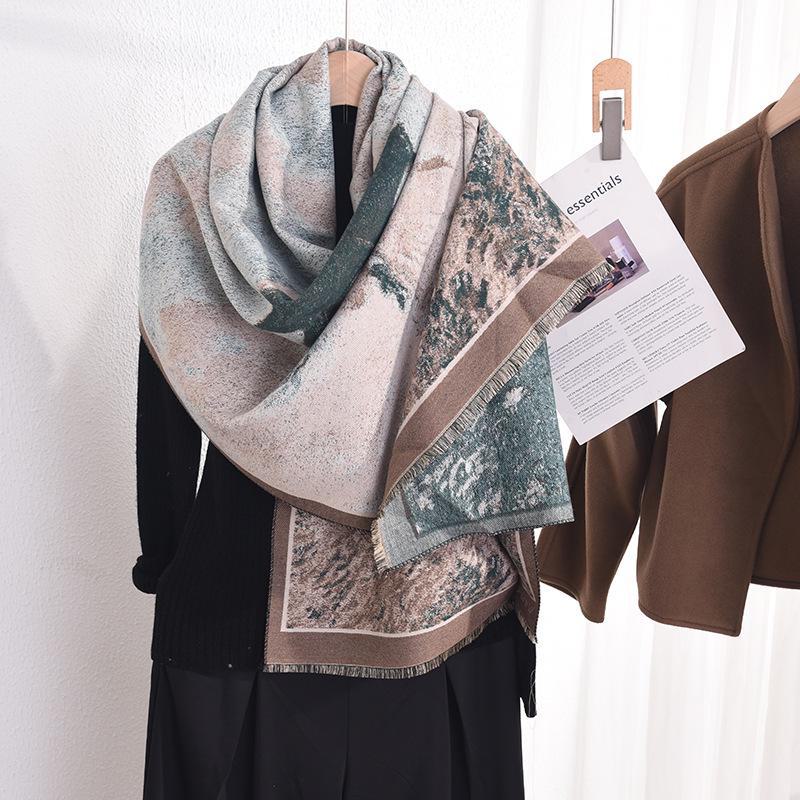 Elegant Umbrella Pattern Imitation Cashmere Scarf for Women - High-End Style and Warmth