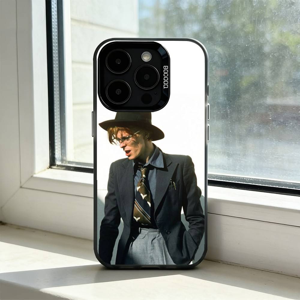 Singer D-David Bowie Phone Case For iPhone 17,16,15,14,13,12,11 Plus,Pro Max,XS,Colored Silver Plated Inside Cover