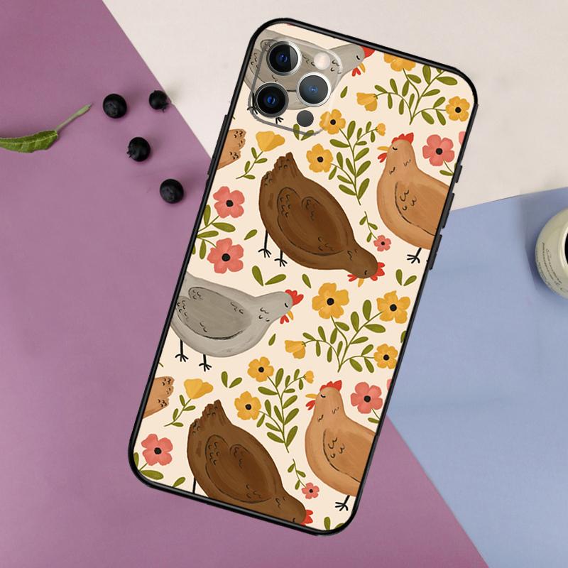 Chicken Pattern Phone Case For iPhone 17 16 15 14 11 12 13 Pro Max Plus 12 13 mini 16e 17 Air Bumper Cover