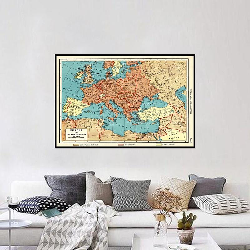 Винтажная карта Европы 1941 года, английская версия, постеры, настенная картина для декора гостиной, без рамки