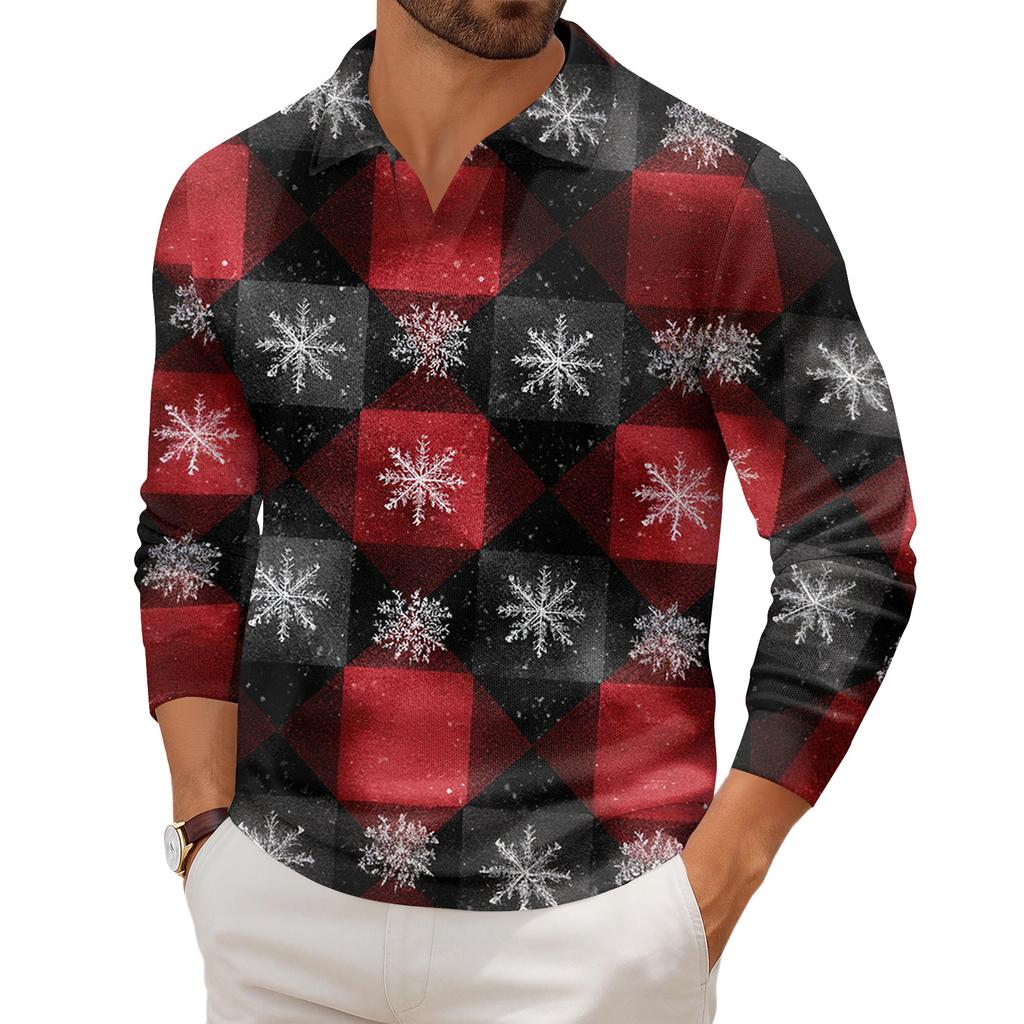 Men's Casual Collared Long-Sleeve Knit Base Layer Top