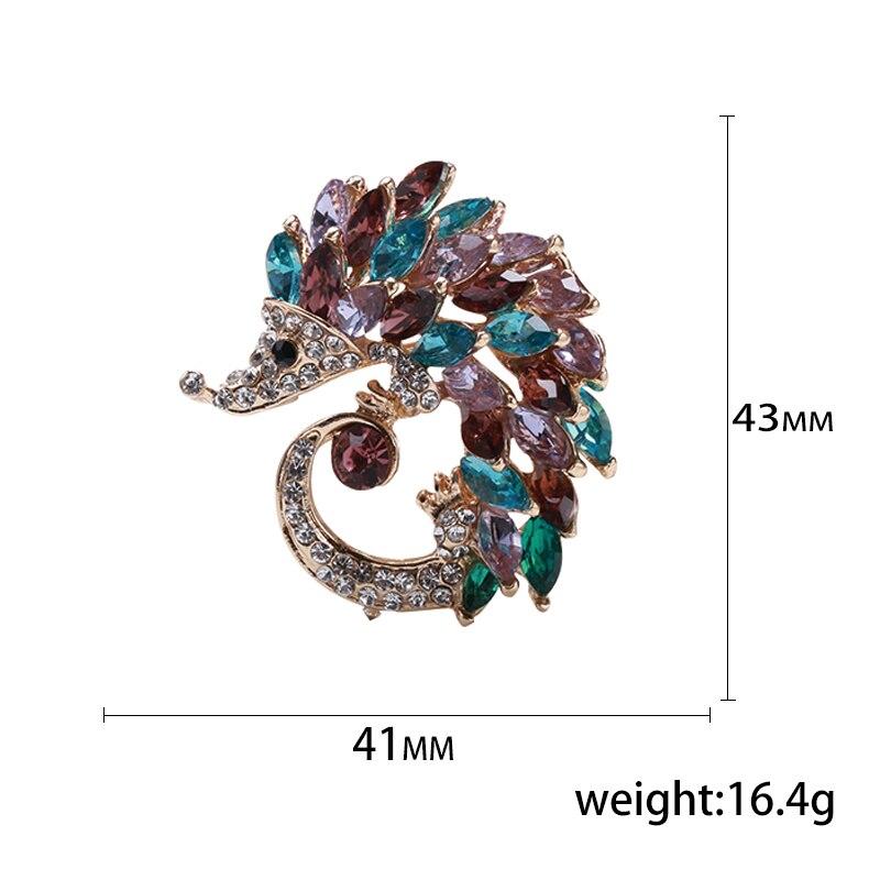 Blucome Color Crystal Hedgehog Shape Brooches for Women Suit Shirt Collar Clip Fashion Harajuku Brooch Pins Bijoux Gift