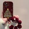 Applicable To Apple 15 Mobile Phone Case IPhone14promax/13 Christmas Tree Plush Bracelet 11/12 Silicone Anti-fall