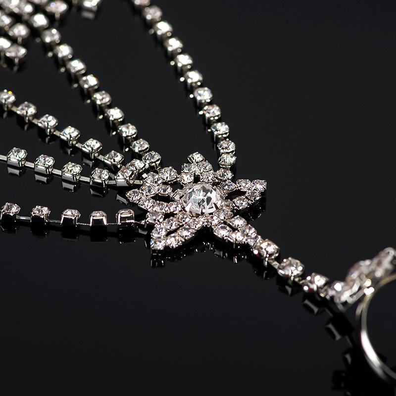 1 шт. ювелирные изделия цельный браслет танцевальный браслет браслет-цепочка на палец ручная цепочка со стразами и бантом