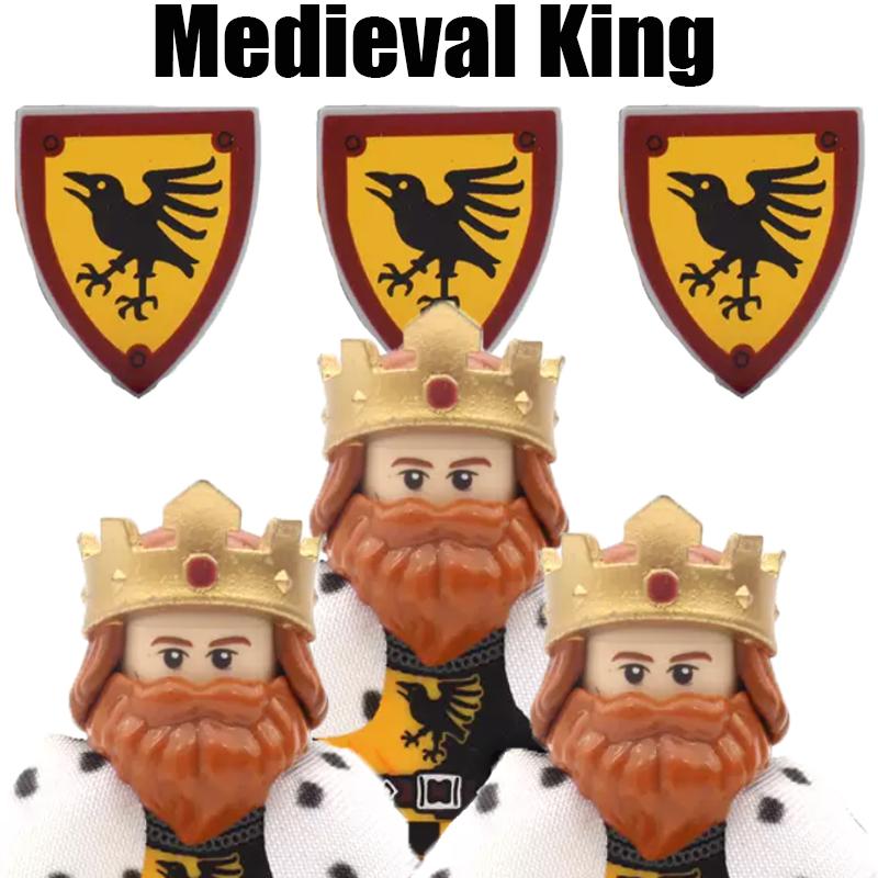 MOC Средневековый Король Строительные Блоки Армия Замок Ворон Красный Лев Черный Орел Рыцарь Фигурки Солдат Мечи Щит Оружие Кирпичики Игрушки