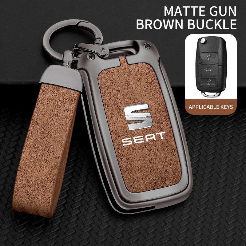 rldf3 Alloy Leather Car Remote Key Protection Cover Shell For Seat FR Ateca IBIZA Leon Alhambra Arosa Exeo Cordobe Mii Tarraco Toledo
