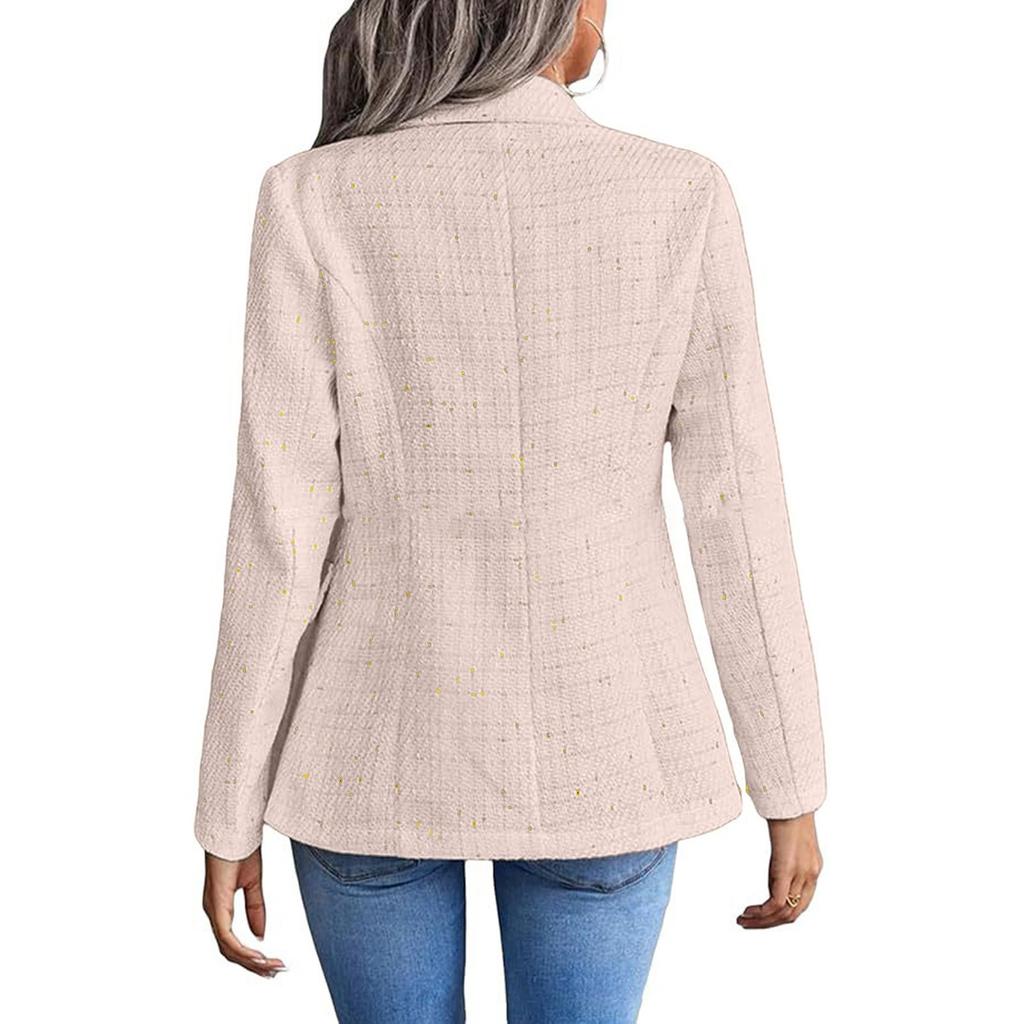 Women's Casual Loose Tweed Suit Jacket Fashionable Casual Long Sleeved Jacket Jacket