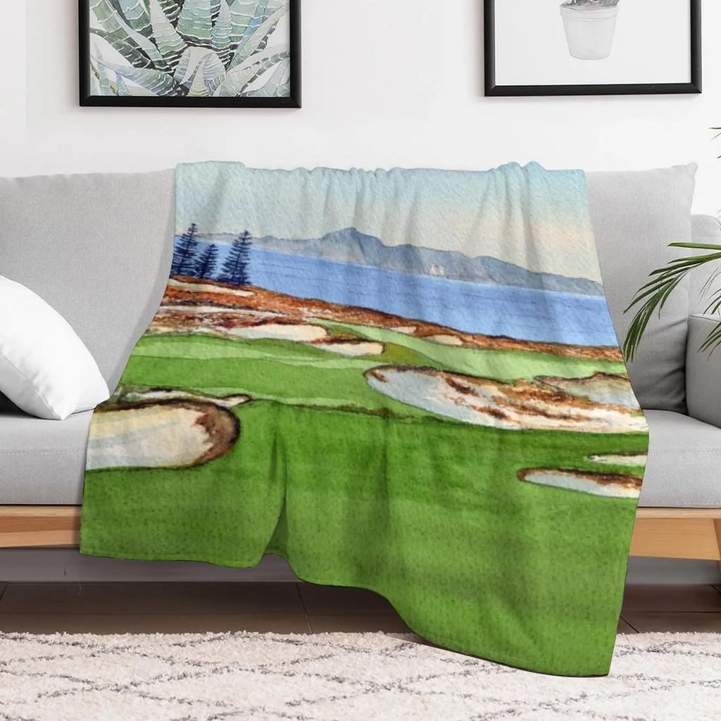 Tara Iti Golf Course New Zealand 17th Hole Throw Blanket Luxurious Soft Blanket Holiday Gift for Family