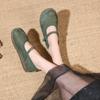 Women Shoes Flats Trand Mary Jane Elegant Retro Fashion Barefoot Comfortable Leather Stitching Female Ethnic Style Loafers
