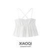 Fashion Style 2024 Summer New Arrival Women's Vertical Lace Decorated Poplin White Suspender Tops 1165167