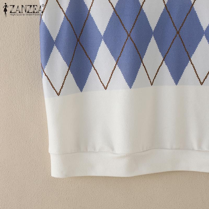 ZANZEA Женский повседневный жилет без рукавов с геометрическим принтом и V-образным вырезом