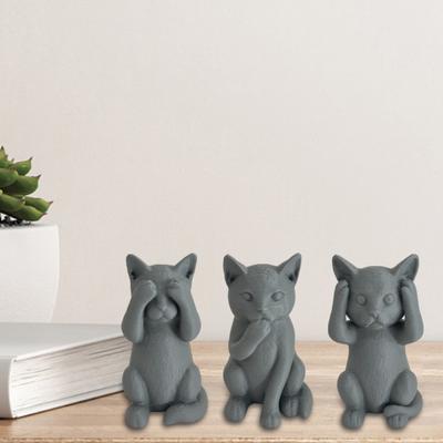 3D-печатная фигурка кошки котята слышать говорить видеть зло статуэтка миниатюрное украшение кошка подарок для любителя кошек для украшения стола полки шкафа