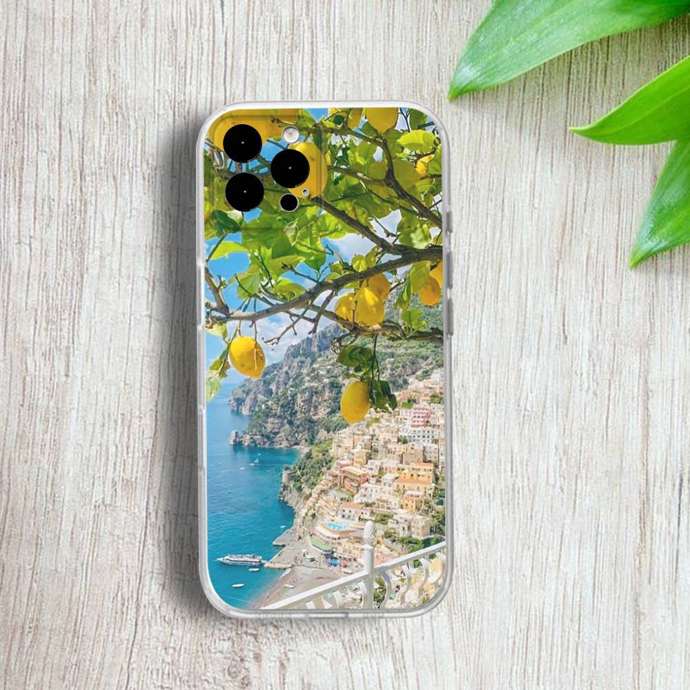 European Amalfi Coast Lemon Phone Case For iPhone 17,16,15,14,13,12,11 Pro,Max,Plus,X,XS,XR,SE4,E Mini Transparent Soft Cover
