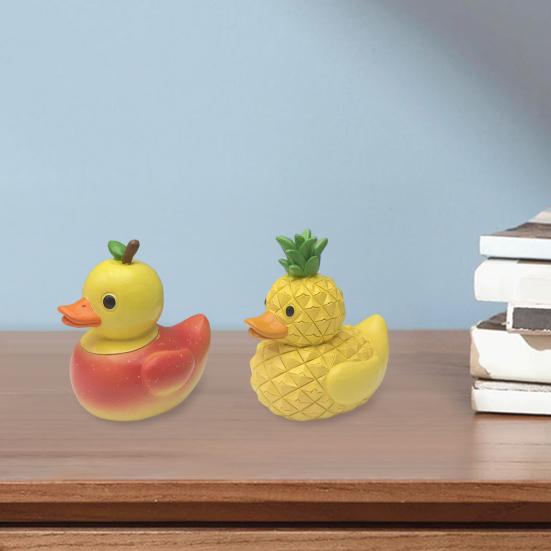Fruit Duck Figurine Peach Pineapple Grape Strawberry Banana Resin Statue