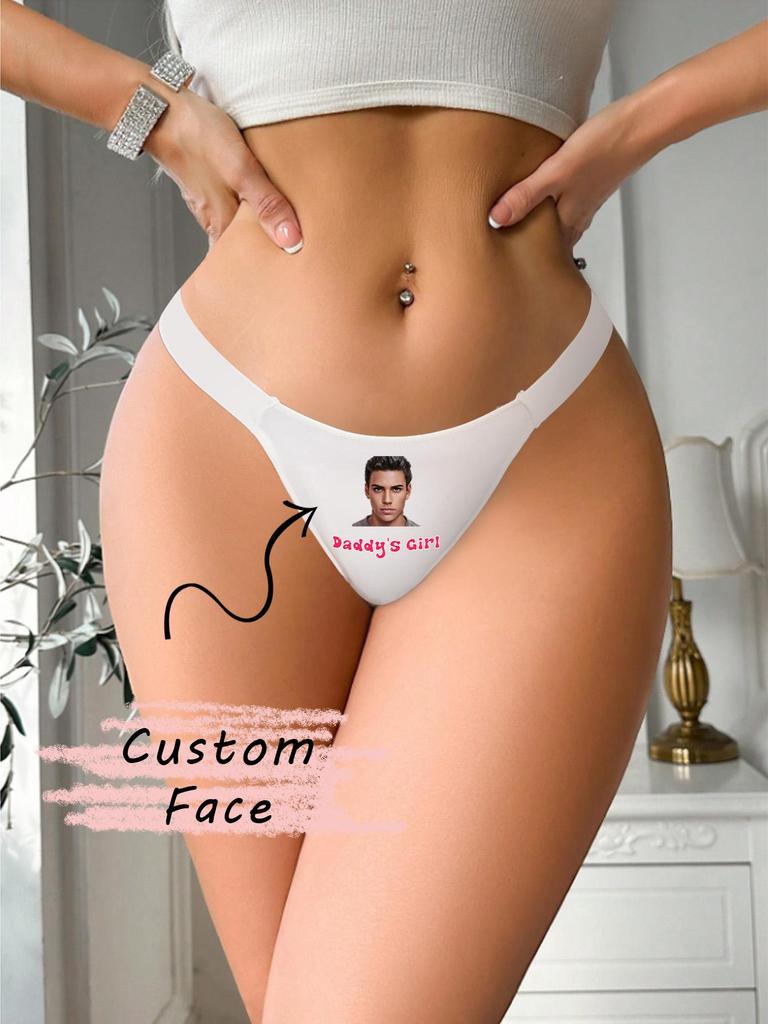 Женские сексуальные трусики-стринги с индивидуальным принтом в виде портрета, удобные трусики-стринги с низкой талией