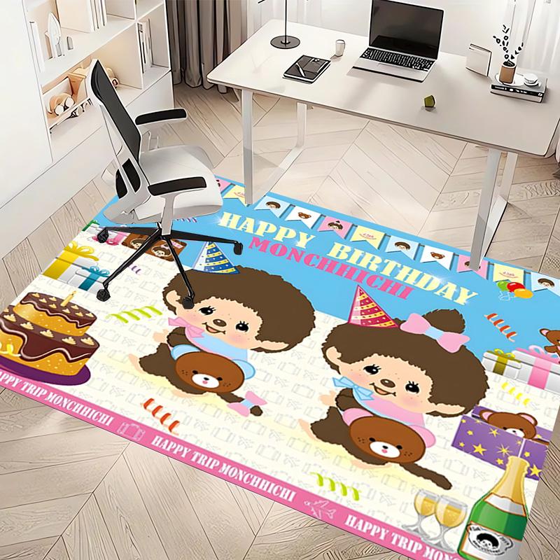 1pc Monchhichi1 Print Area Rug - Soft, Washable Non-Slip Indoor Mat, Living Room, Home Office Decorative Rug,Office Decorative