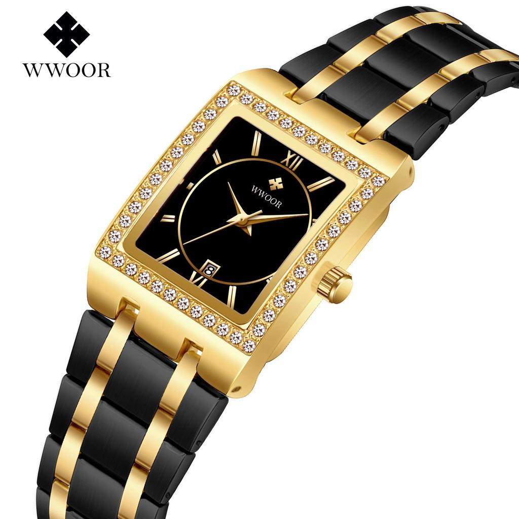 WWOOR Quartz Watch For Women Stainless Steel Top Brand Luxury Women's Bracelet Watches Female Clock Waterproof Date Wristwatch