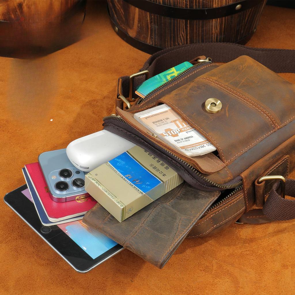 Повседневная модная сумка из натуральной кожи, сумка для мобильного телефона, рюкзак через плечо, мужские сумки, сумка Niche Design Slant