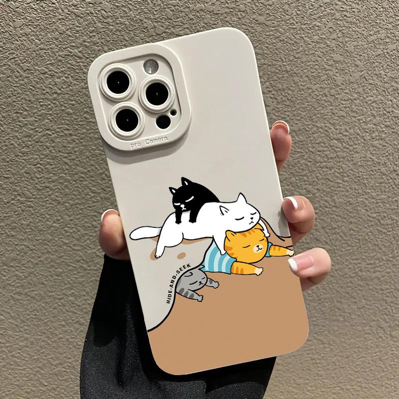 Силиконовый чехол для телефона с рисунком кошки для iPhone 16 15 14 13 12 11 Pro Max 14 15 16 Plus Mini XS XR X 8 7 SE 2020 Cover