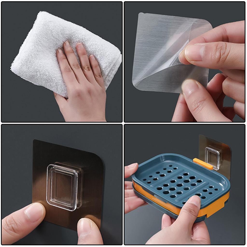 Wall Mounted Soap Holder Double Layer Soap Rack No Drilling Wall Mounted Soap Drain Holder Soap Holder Soap Tray Self-Adhesive