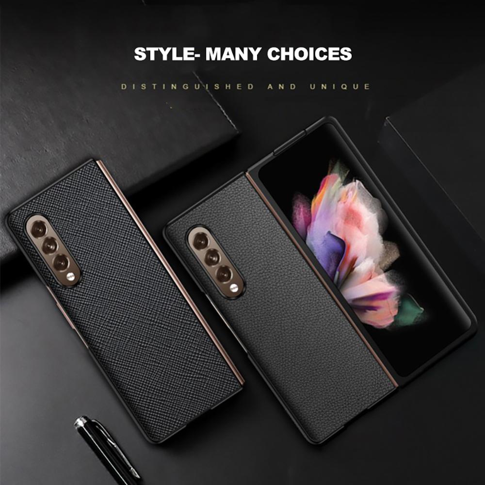 Кожаный складной чехол-экран для Samsung Galaxy Z Fold 2 3 4 5g, чехол для телефона с крестообразным рисунком, защитный чехол для Samsung