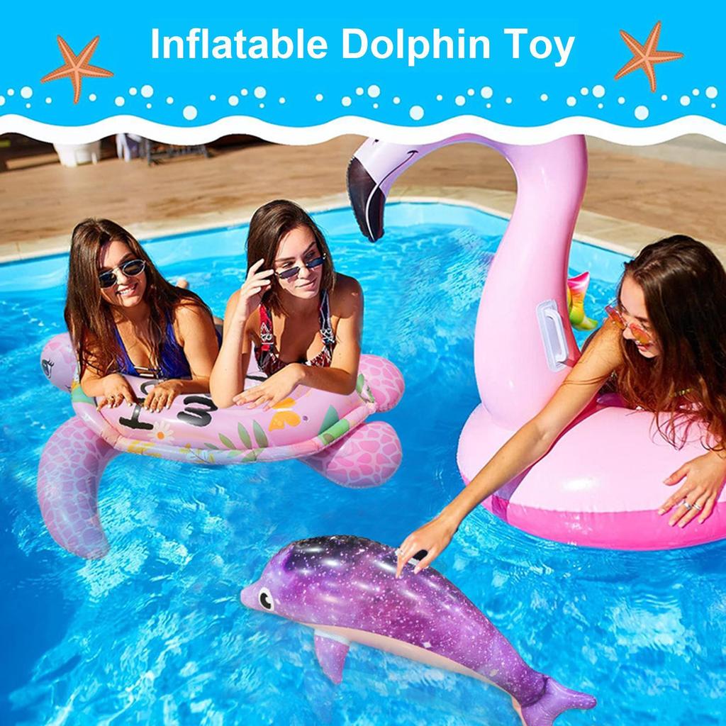 1pc Inflatable Dolphin Floating Toy Ocean Themed Birthday Swimming Pool Party Decoration Thickened Beach Pool Inflatable Toys