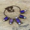 Purple Druzy Gemstone Necklace Electroformed Copper Necklace Adjustable Chain Necklace Handmade Electroformed Jewelry Milky Opal Necklace