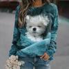 Spring and Autumn Round Neck Animal Cat and Dog Pattern 3D Printed Top Fashionable Casual Long Sleeved Women's T-shirts
