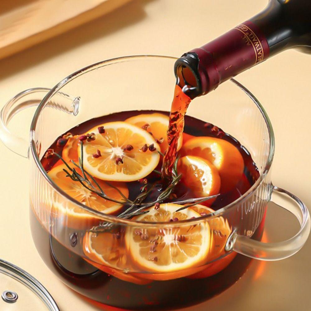 Heat Resistant High Borosilicate Glass Saucepan 1.6L Noodles Bowl Cooking Pot Stovetop