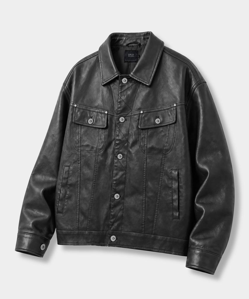 Куртка-косуха DIMITRI BLACK из искусственной кожи_2 цвета