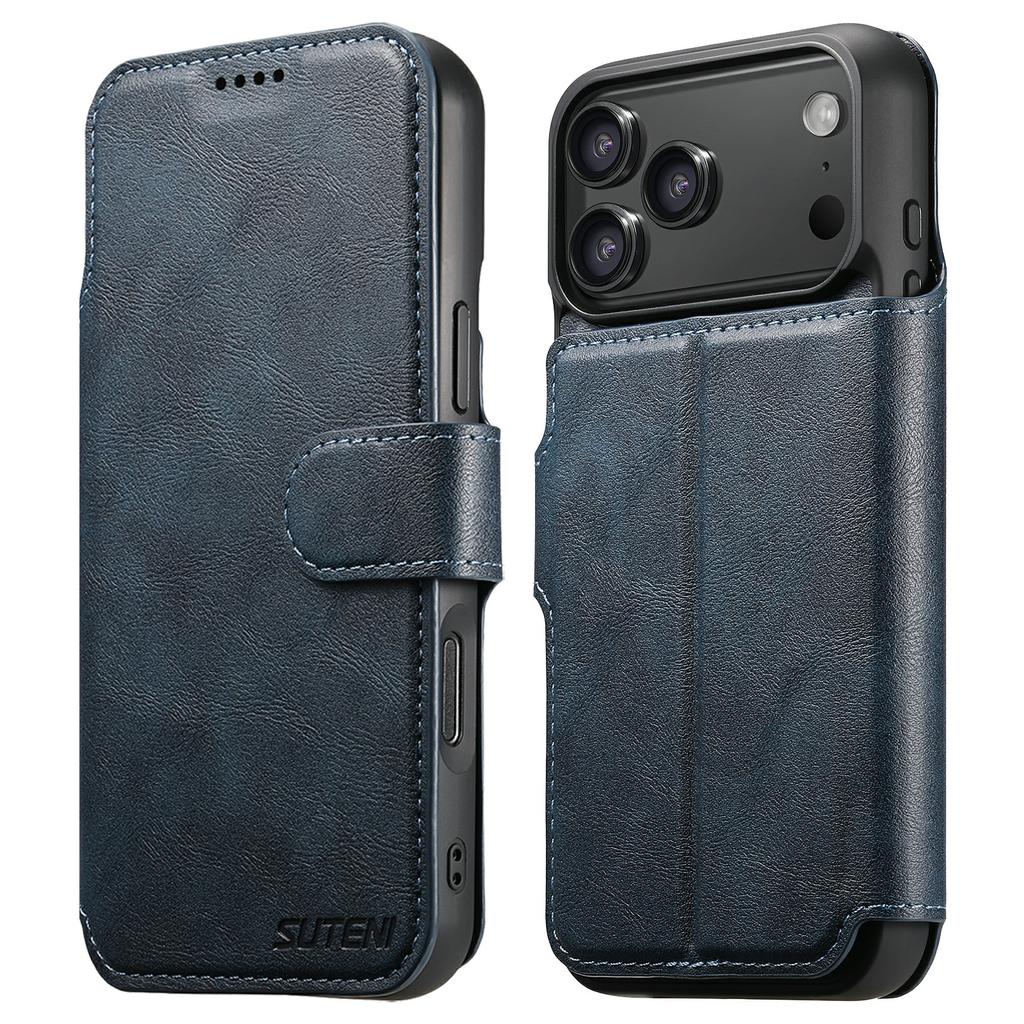 SUTENI Q-05 For iPhone 17 Pro Wallet Case 2 in 1 Detachable Leather Flip Phone Cover with Stand